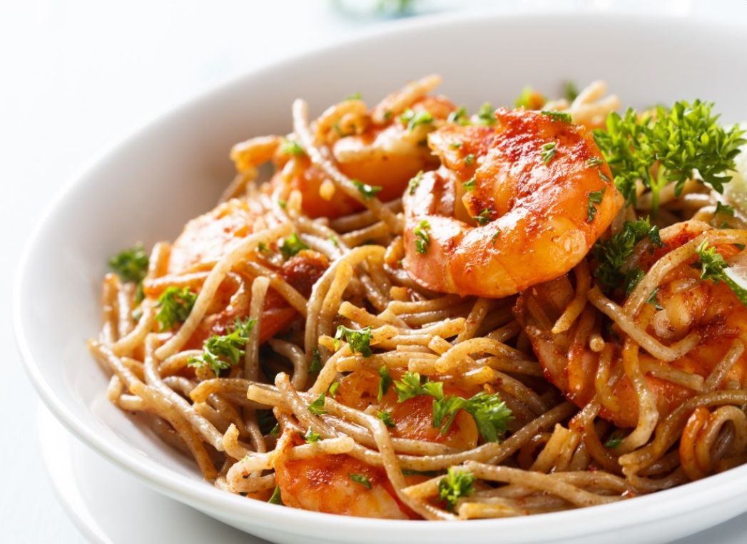 Pasta con gambas